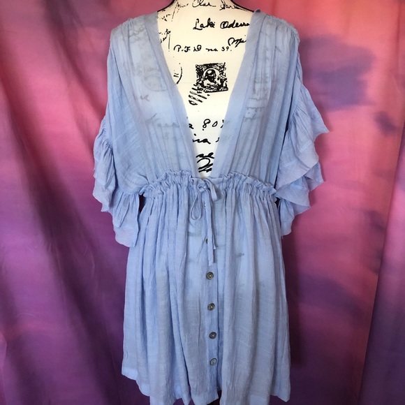 Dress bohemian butterfly sleeve pastel blue bikini cover up - Picture 12 of 12